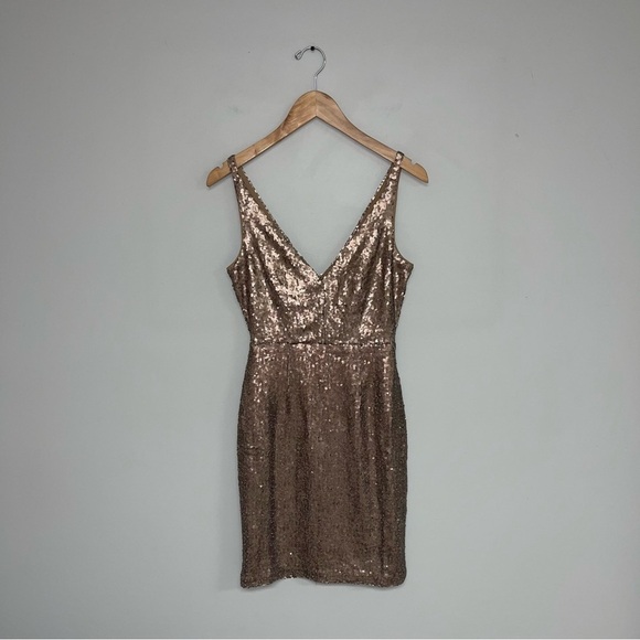 Lulus Dress Size Extra Small Matte Bronze Sequin Bodycon Champagne Showers NWT - Picture 3 of 12